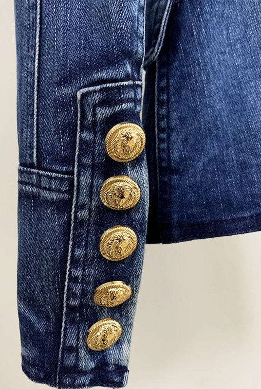 Women's gold button detailed jacket in denim