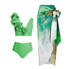 Camila Tie Front Tie Die Printed Sarong In Green