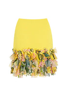 Ruffle Textured Beach Skirt In Yellow Crafted With A High Quality Stretchy Fabric