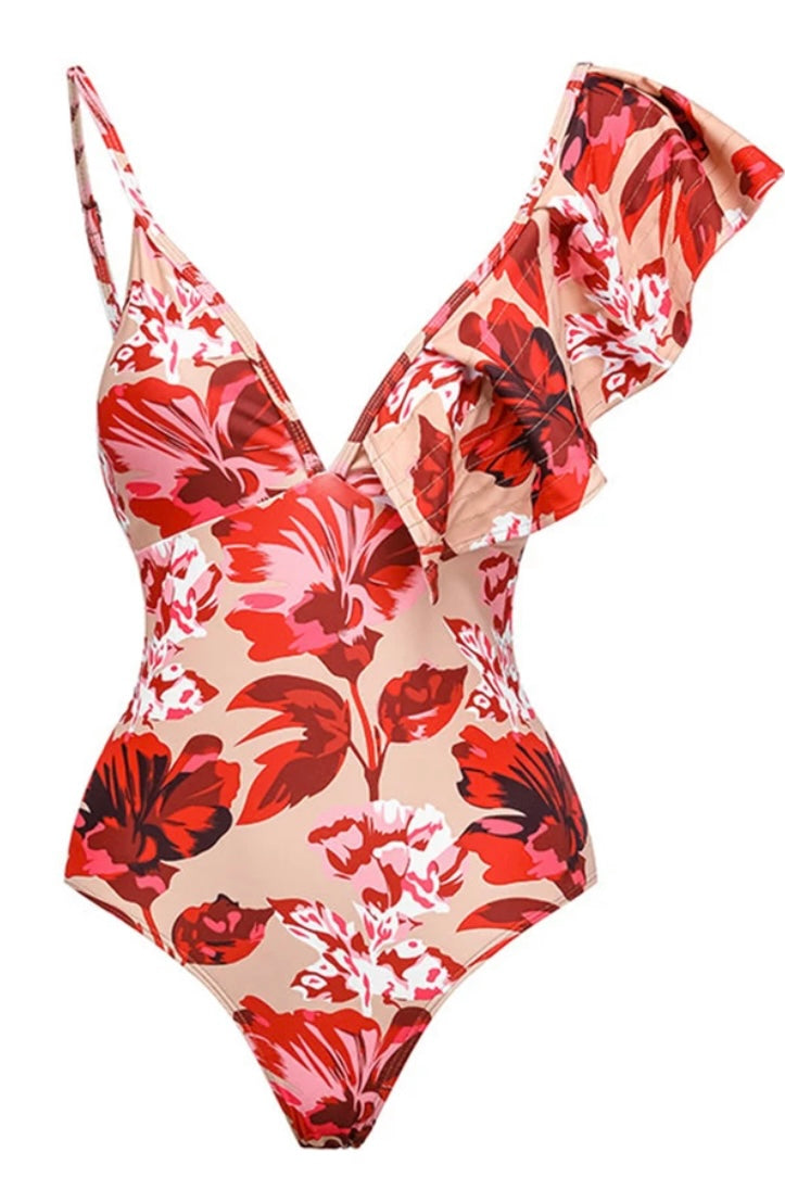 Floral Frill Printed Swimsuit