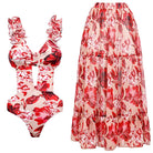 Floral Printed Ruffle Cutout Swimsuit]