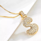 Chunky Bubble Diamante Initial Pendant Necklace In Gold