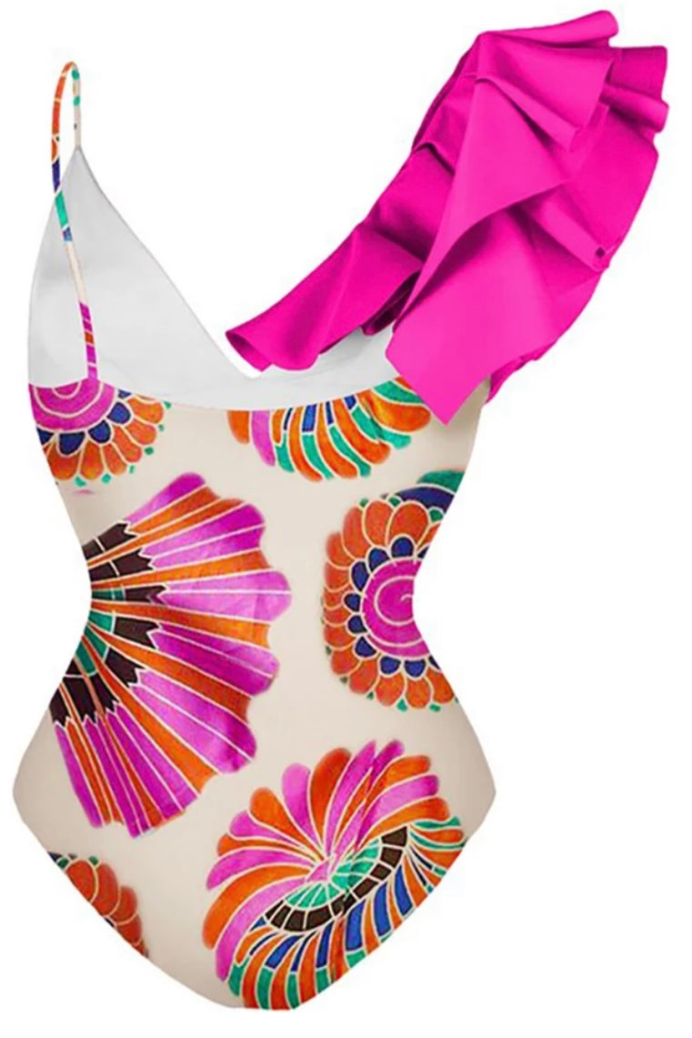 Printed Frill Swimsuit