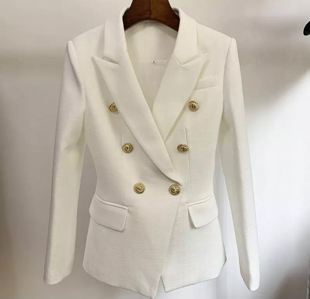 White textured store blazer