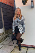 Silver Sequin Shirt, Made with a high quality non itch fabric, this shirt fits true to size