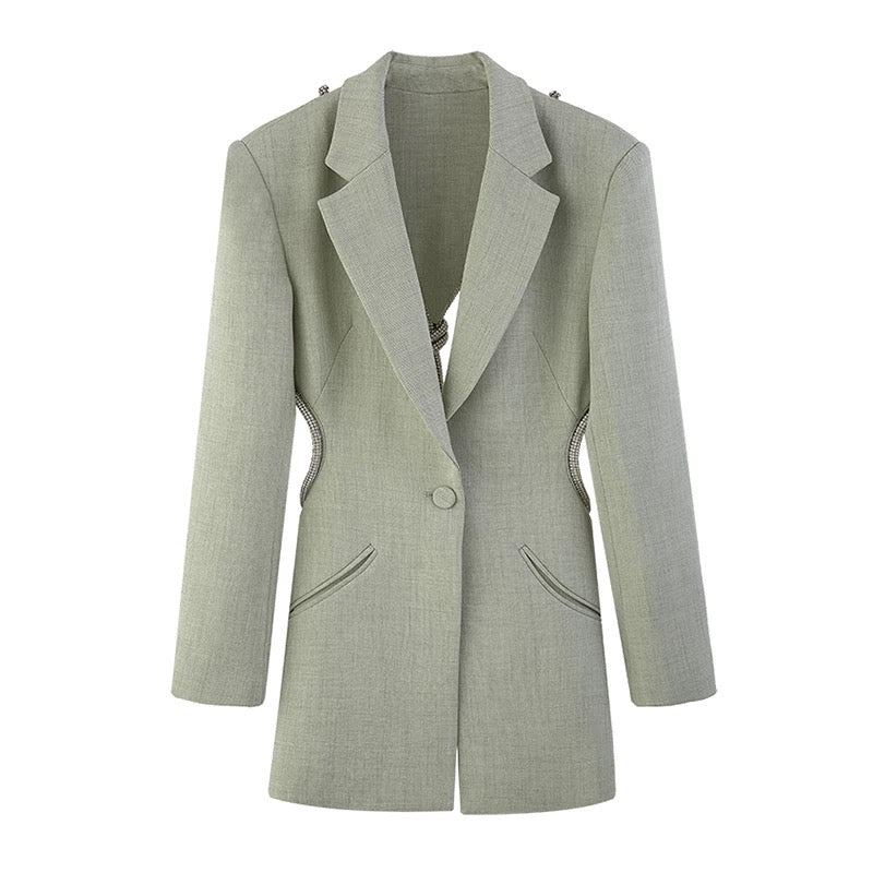 Women's Cutout Jewelled Detail Blazer In Green