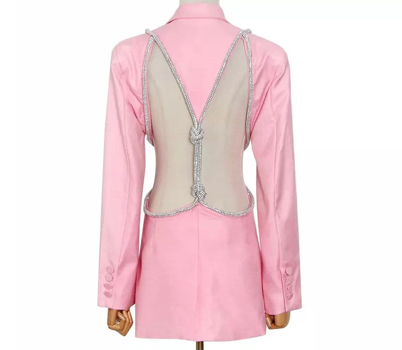 Women's cutout detail jewelled blazer in pink